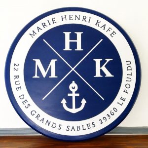 Enseigne bois Marie Henri Kafé Finistère