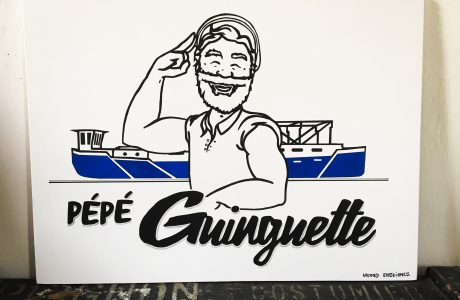 Enseigne bois restaurant Pépé Guinguette Nantes