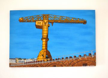 Peinture décorative en bois Grue Jaune Nantes